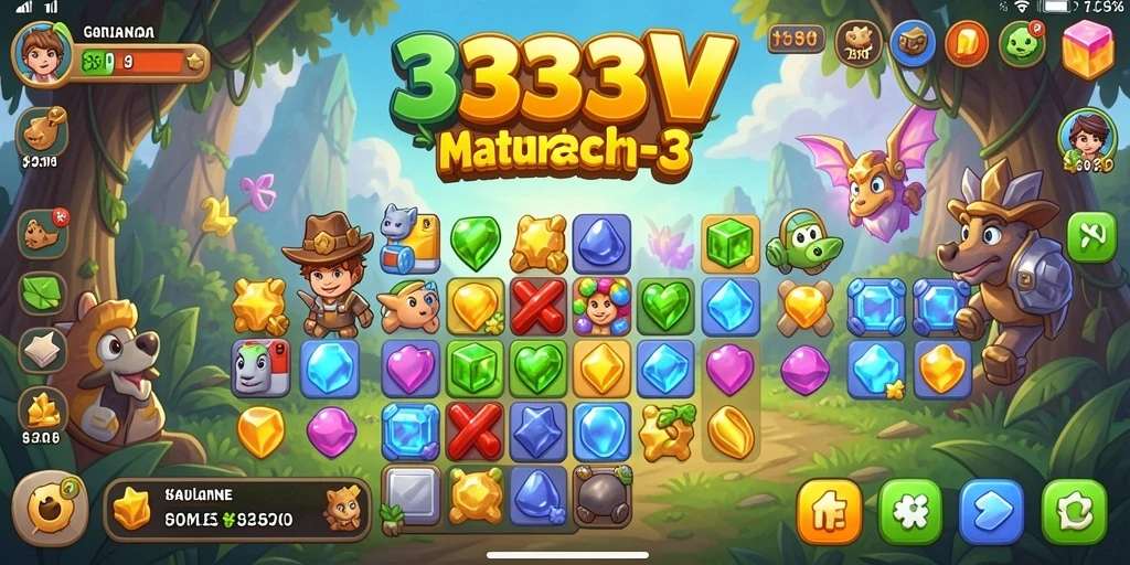 Screenshot menunjukkan momen seru dalam gameplay Match-3.