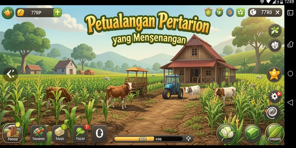 Tampilan gameplay 77RP yang seru dan interaktif di kebun.