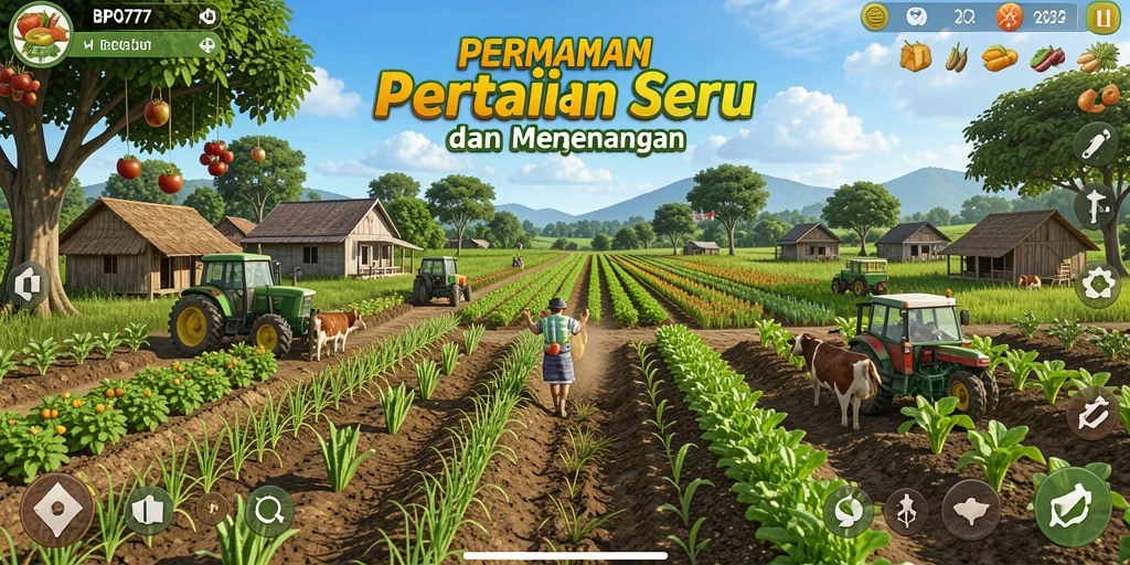 Tangkapan layar BPO777 menampilkan aksi seru dalam bertani dan beternak.