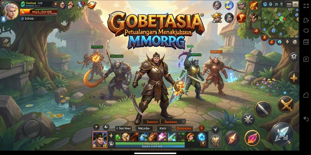 Screenshot utama gameplay GOBETASIA yang menunjukkan aksi pertempuran yang seru.