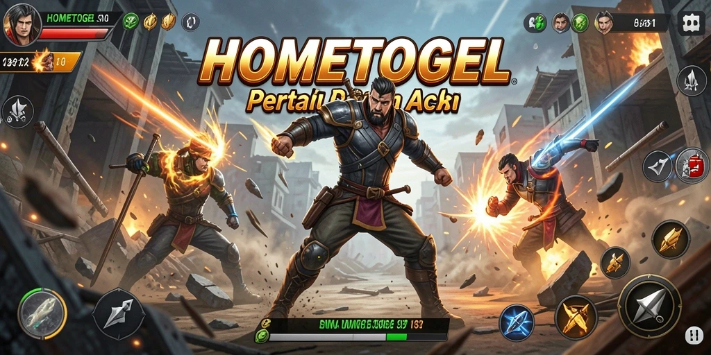 Tampilan aksi menegangkan dalam gameplay HOMETOGEL yang memukau.