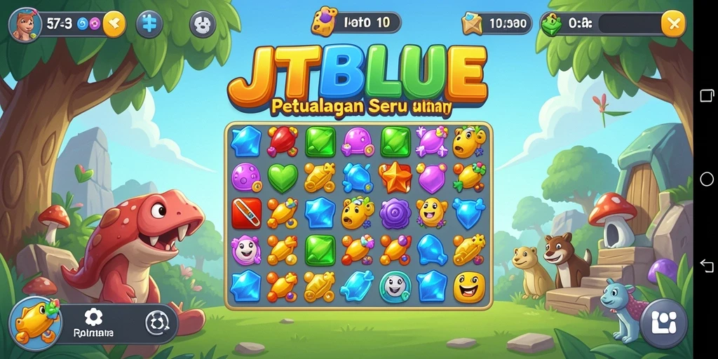 Tampilan gameplay seru JTBLUE dalam mode Match-3.