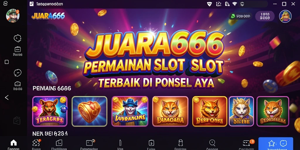 Tampilan gameplay JUARA666 dengan mesin slot yang colorful dan interaktif.