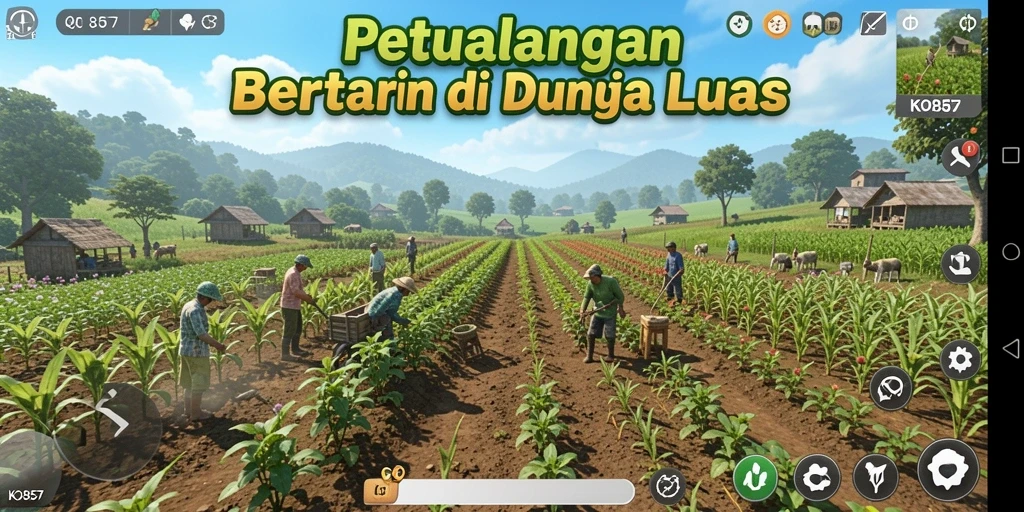 Gameplay seru di dunia pertanian yang luas dan interaktif.