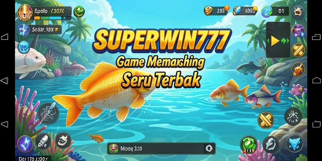 Screenshot gameplay <strong>SUPERWIN777</strong> menampilkan momen seru saat menangkap ikan besar.
