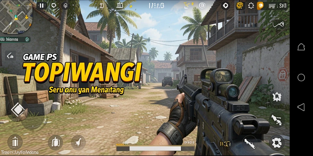 Tampilan seru gameplay FPS dalam TOPIWANGI yang mendebarkan.