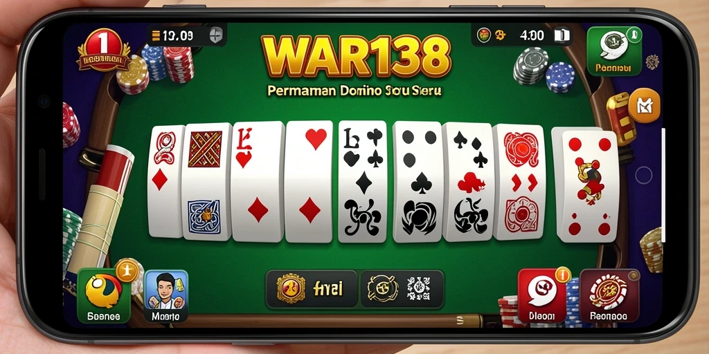 Screenshot dari gameplay menarik game Domino WAR138 dengan teman.
