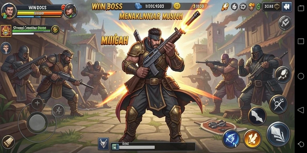 Tampilan gameplay <strong>WINBOSS</strong> yang menegangkan dan strategis.
